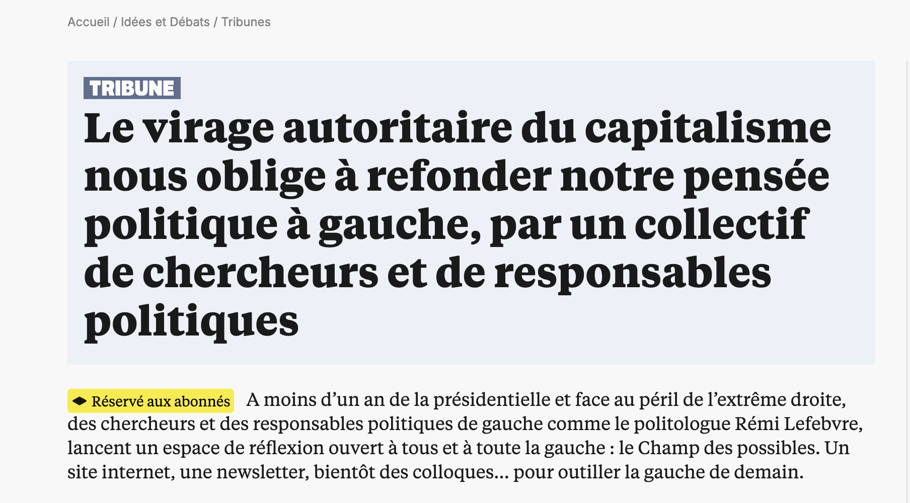 Construire les outils pour la gauche de demain