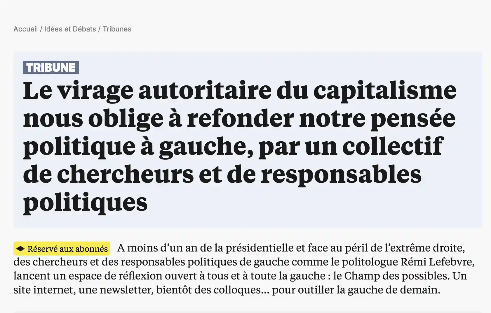 Construire les outils pour la gauche de demain